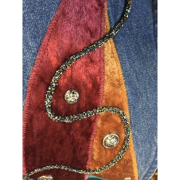 City Girl Sport Denim Jean Vest Top Women Size 16 Multi Color Inlay Cotton EUC - Picture 6 of 9